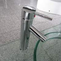 19. Luxurious designer washbasin sets of glass with accessories and fittings