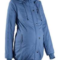 Женская куртка для беременных с капюшоном и манжетами в рубчик Parka blue зимняя одежда