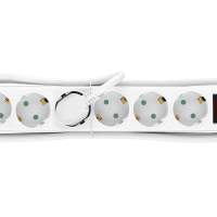 HEITECH 6-way table socket with switch, white, pack of 10