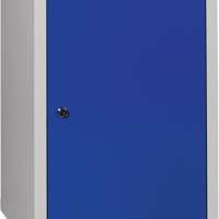 Wall cupboard H600xW400xD300mm sheet metal, 1 shelf steel sheet light grey/gentian blue