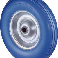 Polyurethane wheel D.400mm Trgf.200kg hub L.75mm wheel steel rim PU tire blue