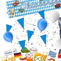XXL Bayrische Wiesn Deko Dekoration Set für Ihr Oktoberfest Dahoam mit mehr als 100 Teilen - Banner & Luftballons uvm.